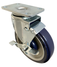 Sapphire Universal Swivel Rectangular Plate Caster Set of 4, 5-Inch Polyurethane Wheels, 250 lb. Capacity, With Locks