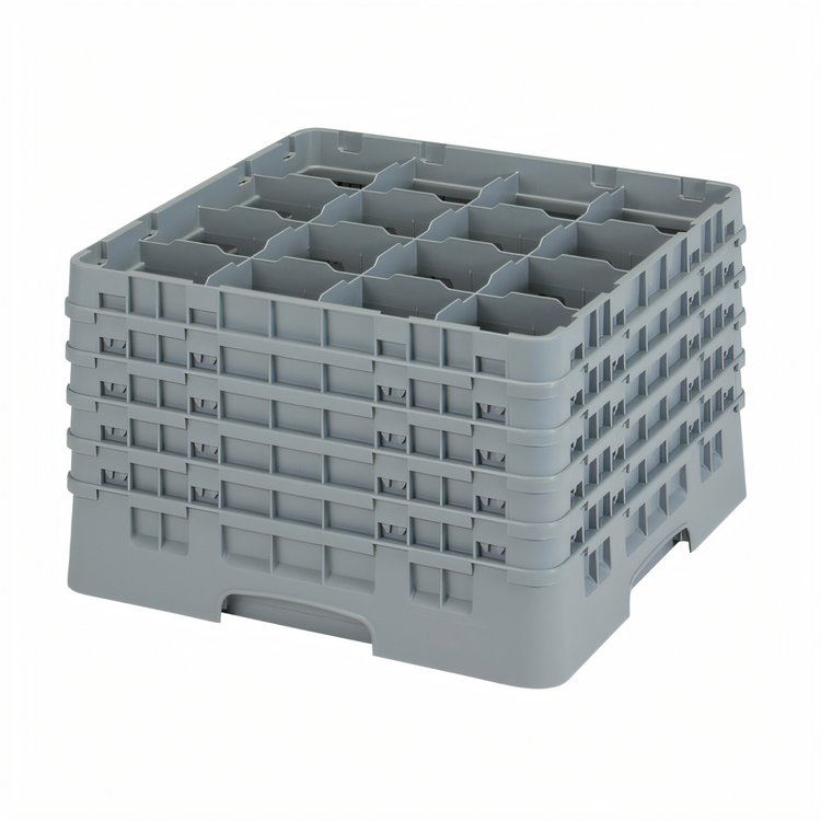 Product image #2 for Cambro Camrack Full Size 16-Compartment Glass Rack with 5 Extenders, Soft Gray, 11 Inch Max Height