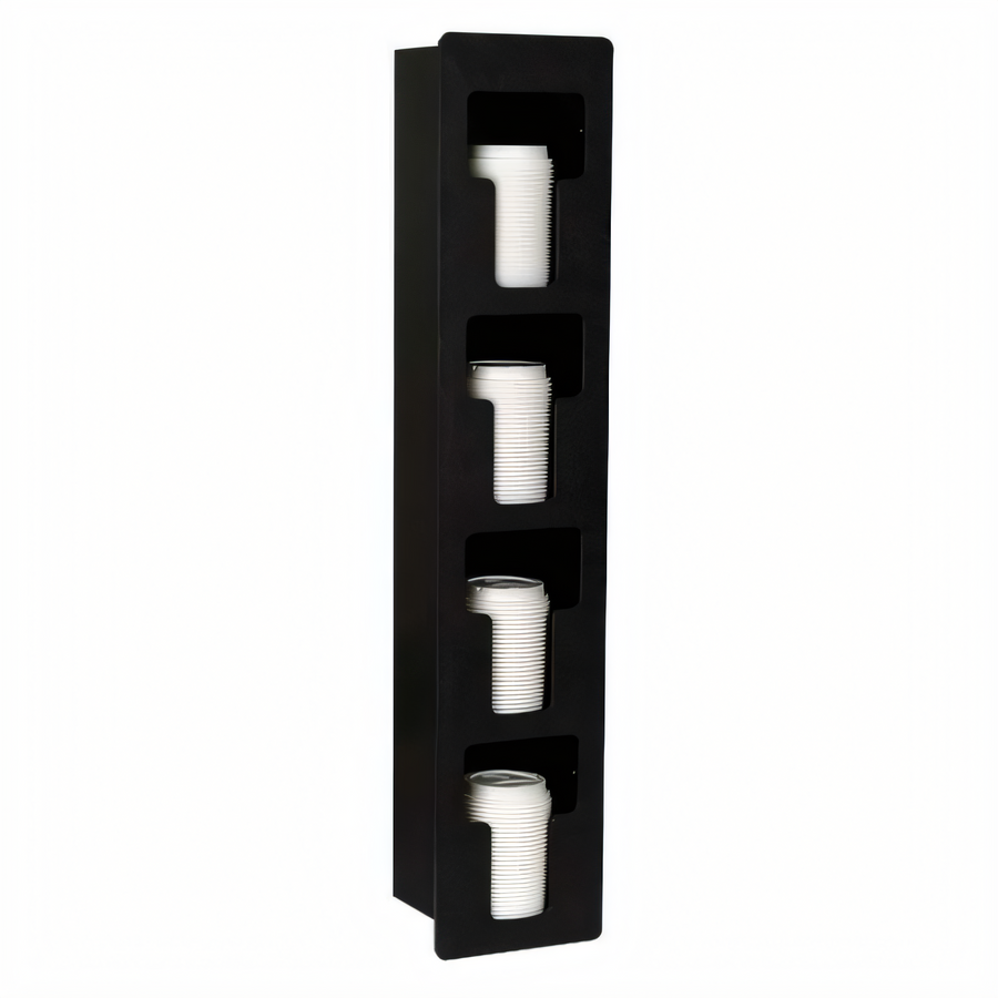Product image #1 for Dispense-Rite FMVL-4 Built-In 4-Section Black Polystyrene Lid Dispenser