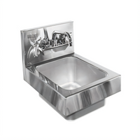 Glastender 12-Inch Wall-Mount Stainless Steel Hand Sink with 6-Inch Deep Bowl and Splash-Mount Gooseneck Faucet