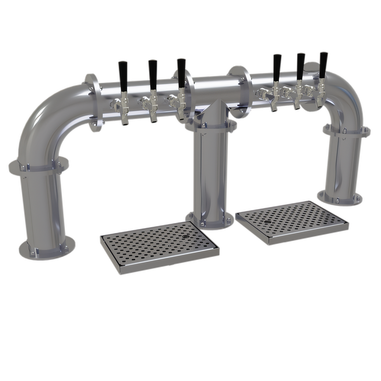 Product image #1 for Glastender Pipe Bridge Countertop Draft Dispensing Tower, 6 Faucets, 3 Columns, Glycol-Cooled