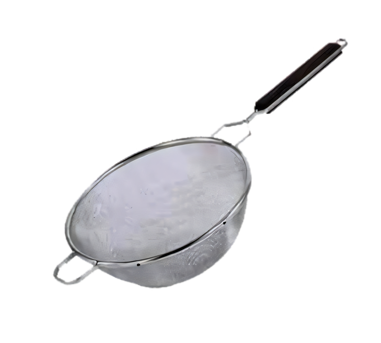 Product image #1 for 10-Inch Double Mesh Stainless Steel Strainer with Dark Hardwood Inset Handle