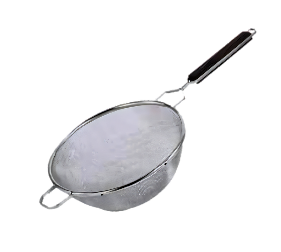 Product image #1 for 10-Inch Double Mesh Stainless Steel Strainer with Dark Hardwood Inset Handle