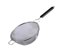10-Inch Double Mesh Stainless Steel Strainer with Dark Hardwood Inset Handle