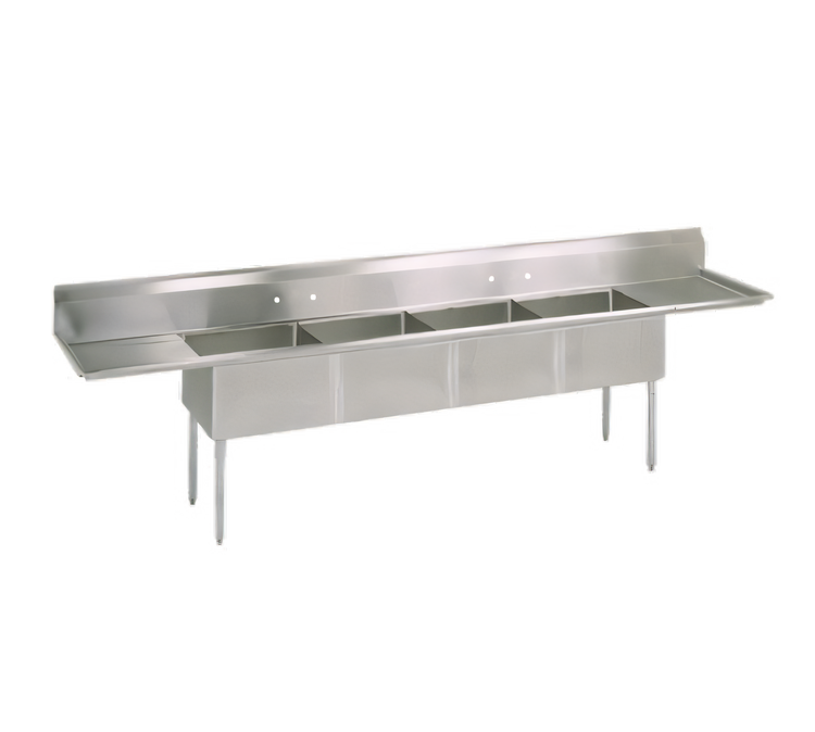 Product image #1 for John Boos E-Series 4-Compartment Double Drainboard Sink, 100-Inch Wide, 18-Gauge Stainless Steel