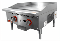 24-Inch Countertop Natural Gas Griddle with 1-Inch Polished Steel Plate, Thermostatic Control, 56,000 BTU