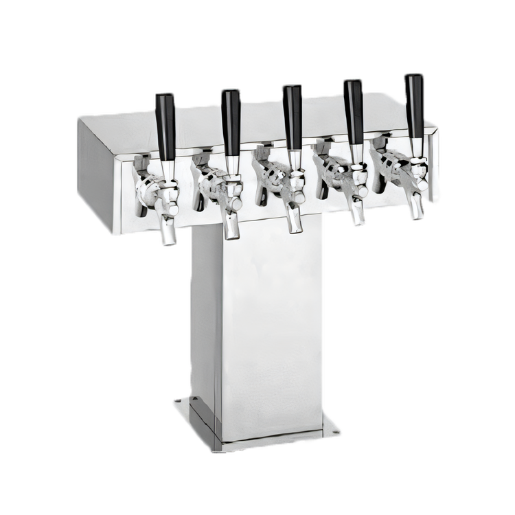 Product image #1 for Perlick 5-Faucet Extra High Countertop Glycol-Cooled Tee Draft Beer Tower, Polished Chrome