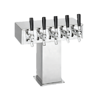 Perlick 5-Faucet Extra High Countertop Glycol-Cooled Tee Draft Beer Tower, Polished Chrome