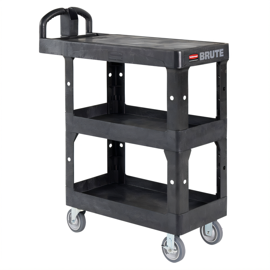 Product image #1 for BRUTE Heavy Duty Small 3-Shelf Open Base Utility Bus Cart, Black