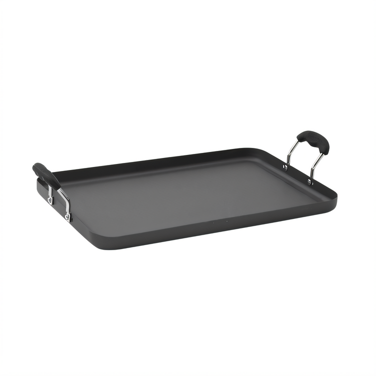Product image #1 for Winco Deluxe Hard-Anodized Aluminum Rectangular Griddle with Silicone-Wrapped Handles, 19-5/8 x 12-1/4 Inches
