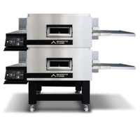 Moretti Forni TT98E2S Double-Deck Electric Conveyor Pizza Oven with Stand