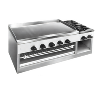 Comstock-Castle Budget Series 30-Inch Countertop Gas Griddle/Cheesemelter/Hotplate with 2 Open Burners