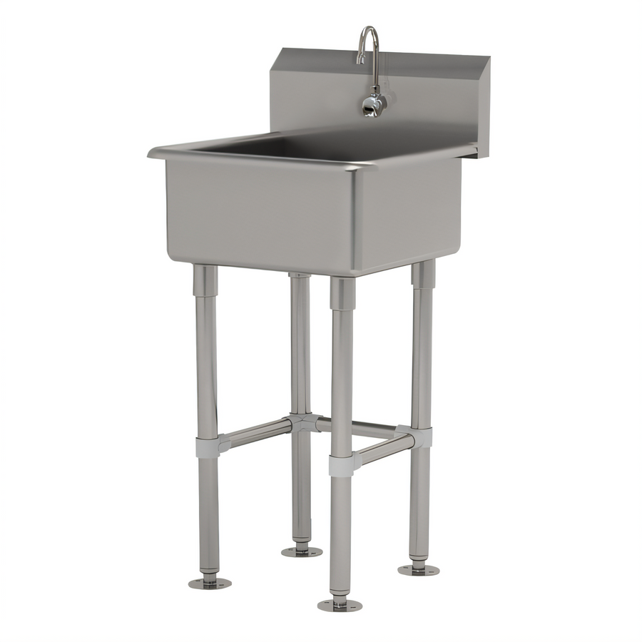 Product image #1 for Advance Tabco Freestanding Single-Station Service Sink with Electronic Faucet, 20 x 19-1/2 Inch Bowl, 16-Gauge Stainless Steel