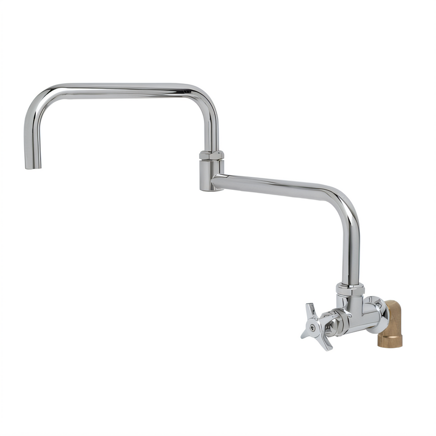 Product image #1 for T&S Brass Big-Flo Wall-Mount Faucet with 18 1/2-Inch Double Joint Nozzle and 4-Arm Handle