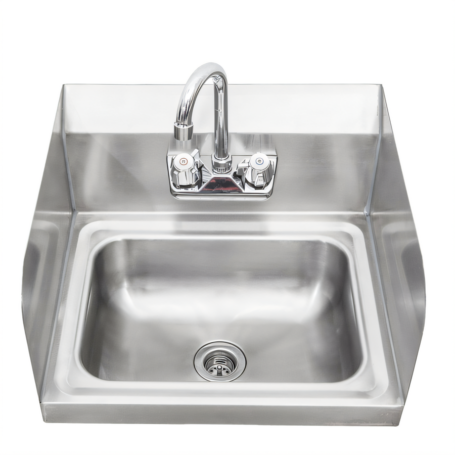 Product image #1 for Wall Mounted Stainless Steel Hand Sink with Side Splash Guards and 14 x 10 Inch Bowl