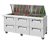 Thumbnail image #1 for Turbo Air Super Deluxe 72-5/8-Inch Three-Section Refrigerated Mega Top Sandwich/Salad Prep Table, 6 Drawers, Flat Lid