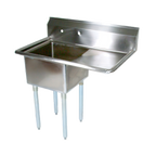 Thumbnail image #1 for John Boos E1S8-1620-12R18 1-Compartment Stainless Steel Sink with Right Drainboard, 16 x 20 x 12-Inch Bowl, Galvanized Legs
