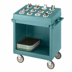 Thumbnail image #2 for Cambro TDCR12401 Tray & Dish Cart with Detachable 12-Cylinder Cutlery Rack, Open Polyethylene, Vinyl Cover, Slate Blue