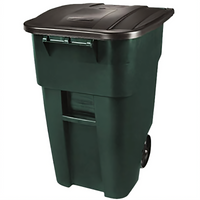 Rubbermaid Commercial BRUTE 50 Gallon Roll-Out Trash Container with Hinged Lid, Green